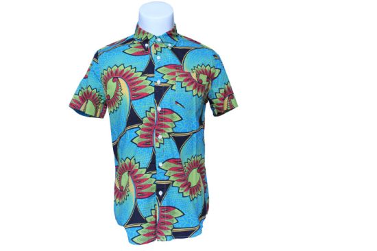 夏季风格男士植物风短袖衬衫