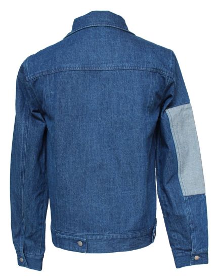 精美设计的浅蓝色水洗夹克，男士拼布牛仔夹克